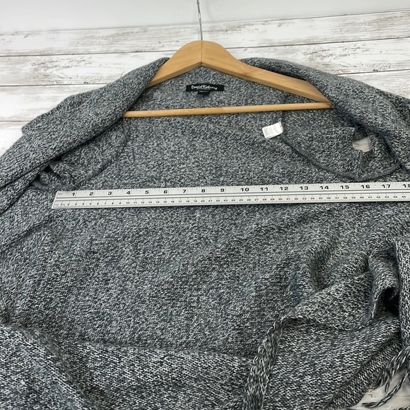 DAVID KAHN jeans wear long gray fringe cardigan short sleeves SZ S - Picture 5 of 6